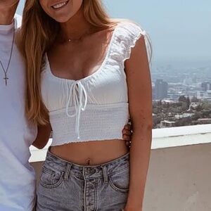 Verge Girl white smocked top